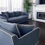 Blue Sofa White Piping